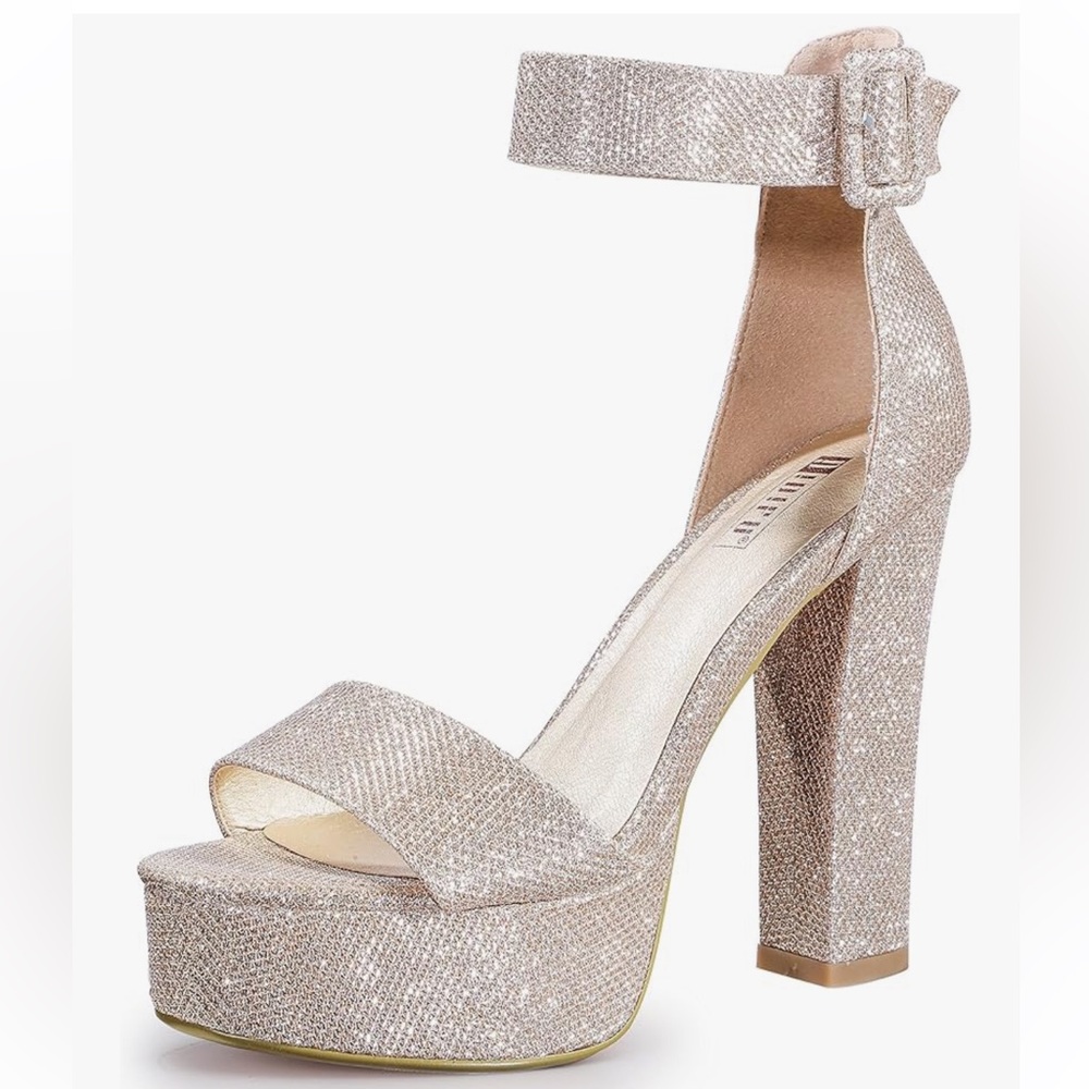 IDIFU Sparkly Chunky Block Heels | Size 6